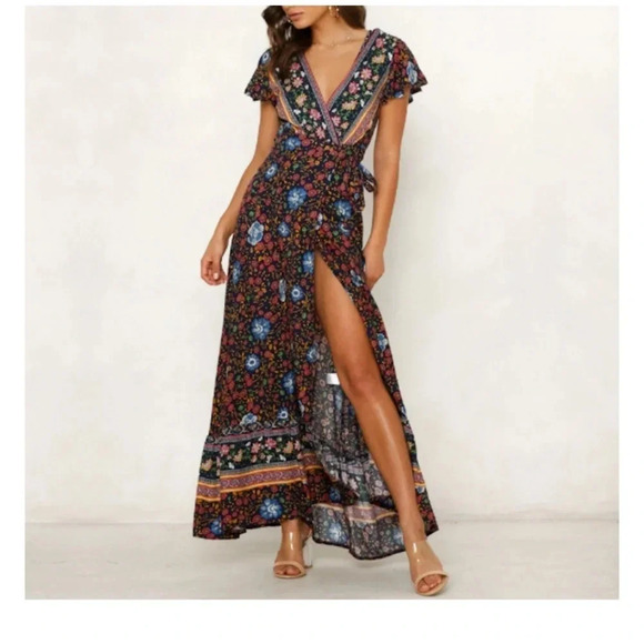 NWT True Wrap Maxi Dress Floral Bohemian - Picture 10 of 10
